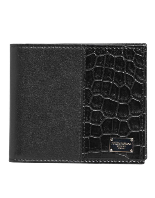 Dolce & Gabbana Black Exotic Leather Bifold Card Holder Men Wallet by Dolce & Gabbana
