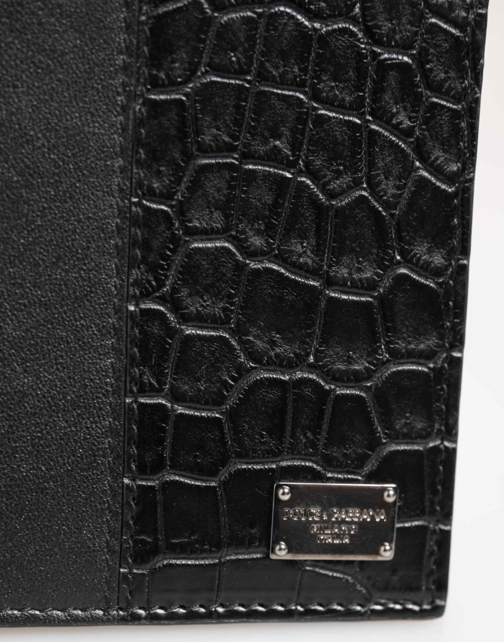 Dolce & Gabbana Black Exotic Leather Bifold Card Holder Men Wallet by Dolce & Gabbana
