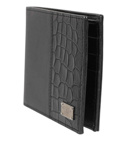 Dolce & Gabbana Black Exotic Leather Bifold Card Holder Men Wallet by Dolce & Gabbana