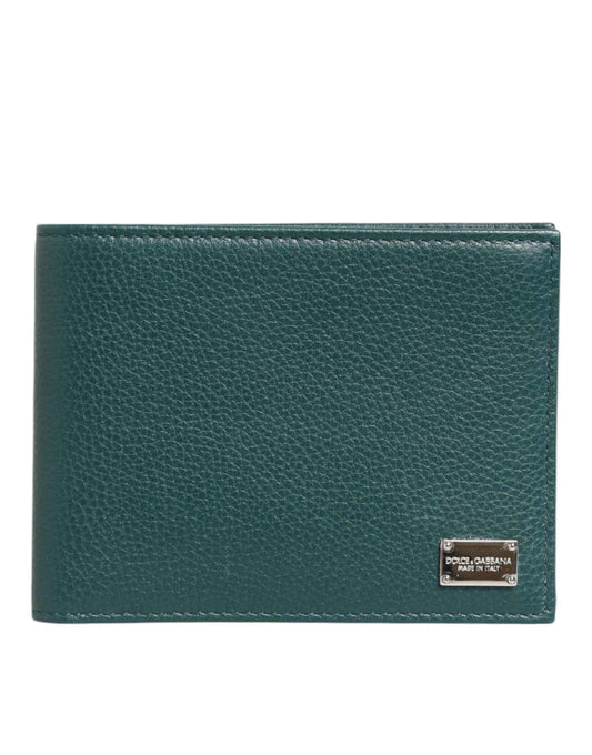 Dolce & Gabbana Green Leather DG Logo Plaque Bifold Card Holder Wallet by Dolce & Gabbana