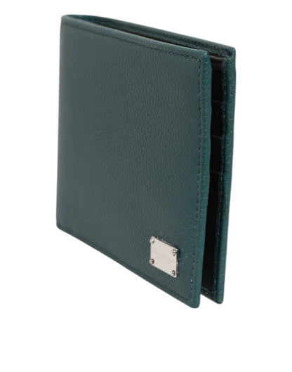Dolce & Gabbana Green Leather DG Logo Plaque Bifold Card Holder Wallet by Dolce & Gabbana
