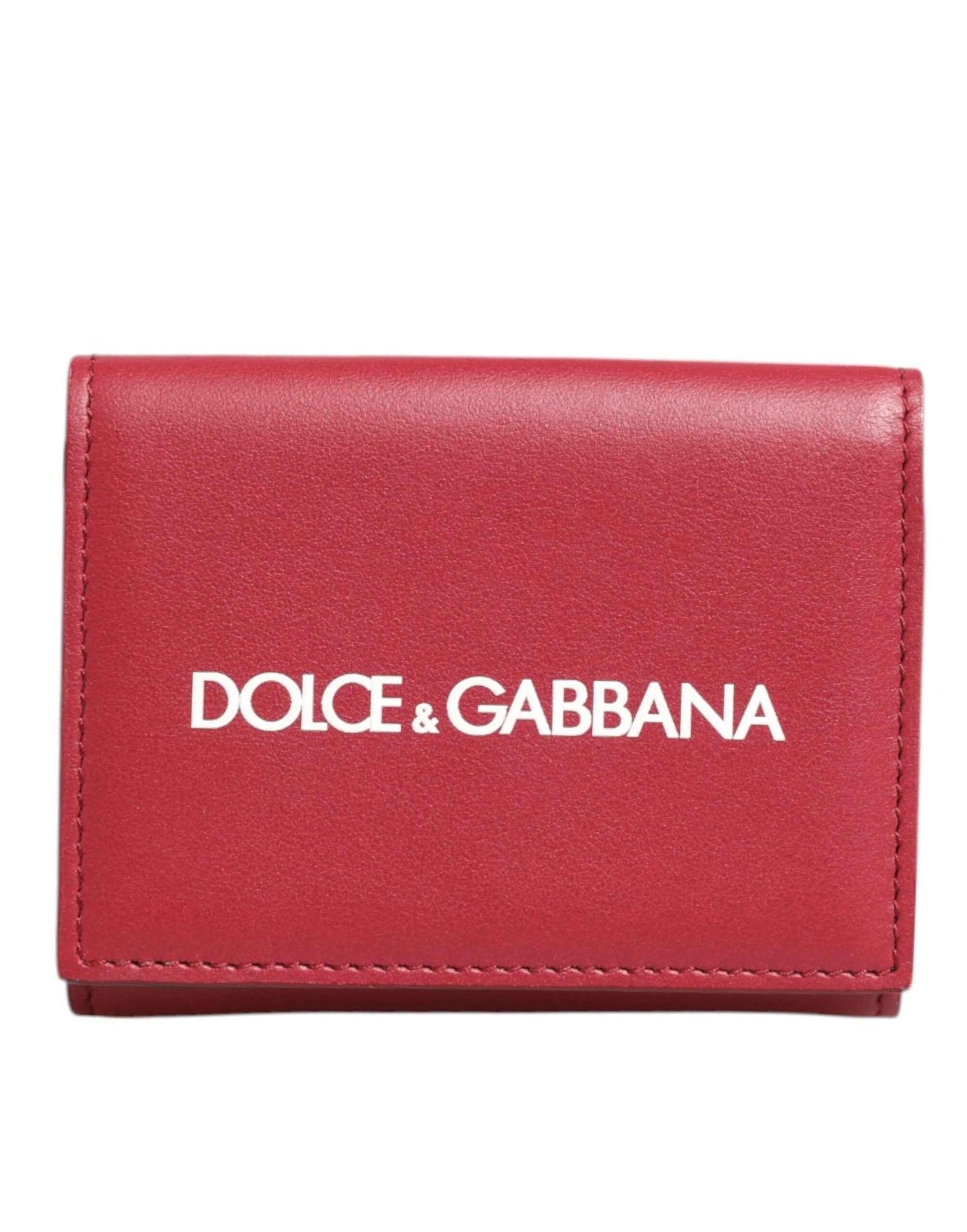 Dolce & Gabbana Red Leather Bold Logo Print Trifold Card Holder Wallet by Dolce & Gabbana