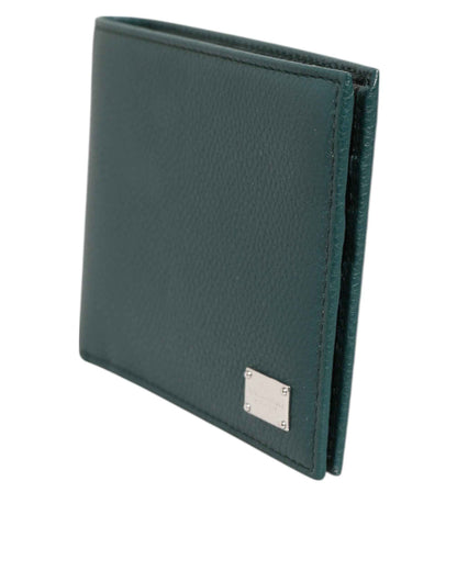 Dolce & Gabbana Green Leather DG Logo Plaque Bifold Men Card Holder Wallet by Dolce & Gabbana
