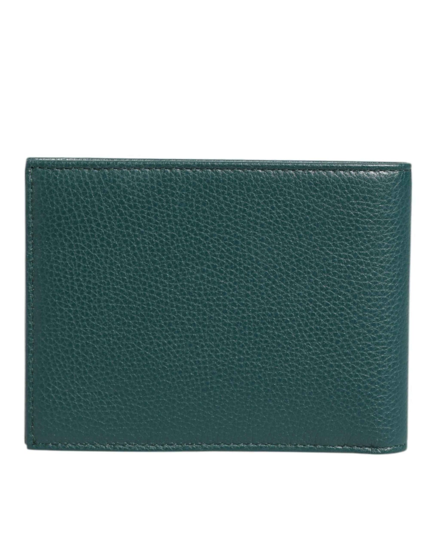 Dolce & Gabbana Green Leather DG Logo Plaque Bifold Men Card Holder Wallet by Dolce & Gabbana