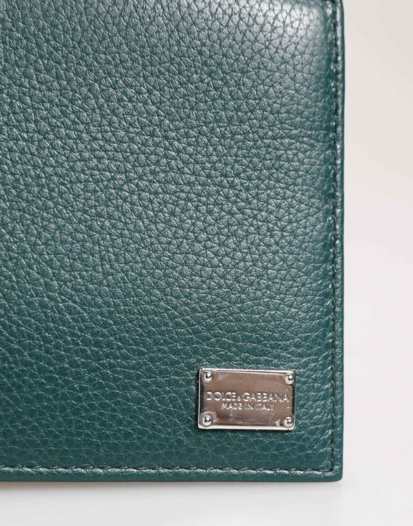 Dolce & Gabbana Green Leather DG Logo Plaque Bifold Men Card Holder Wallet by Dolce & Gabbana