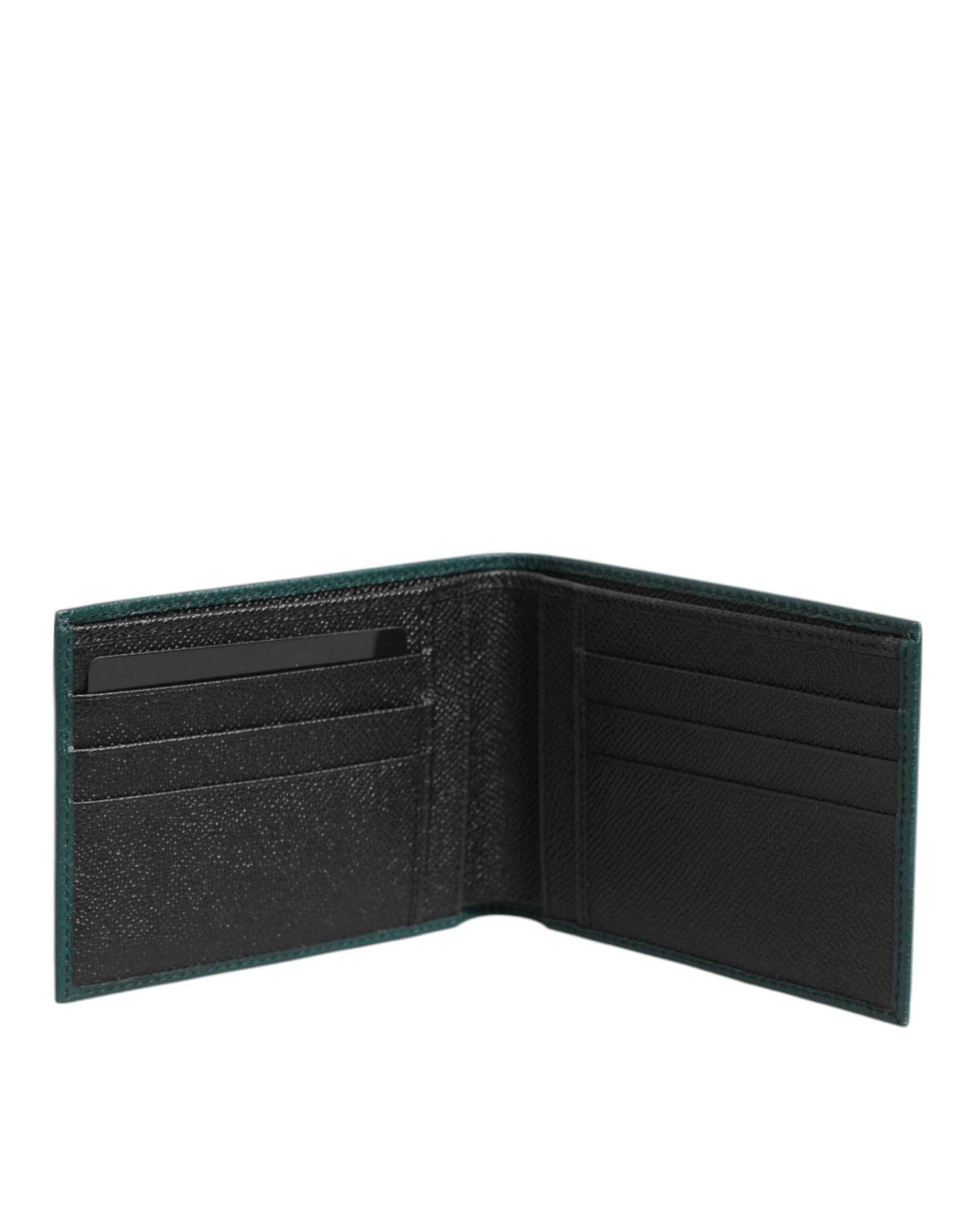 Dolce & Gabbana Green Leather DG Logo Plaque Bifold Men Card Holder Wallet by Dolce & Gabbana
