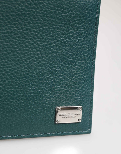 Dolce & Gabbana Green Leather DG Logo Engrave Men Bifold Card Holder Wallet by Dolce & Gabbana