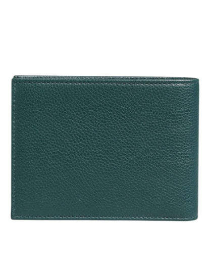 Dolce & Gabbana Green Leather DG Logo Engrave Men Bifold Card Holder Wallet by Dolce & Gabbana
