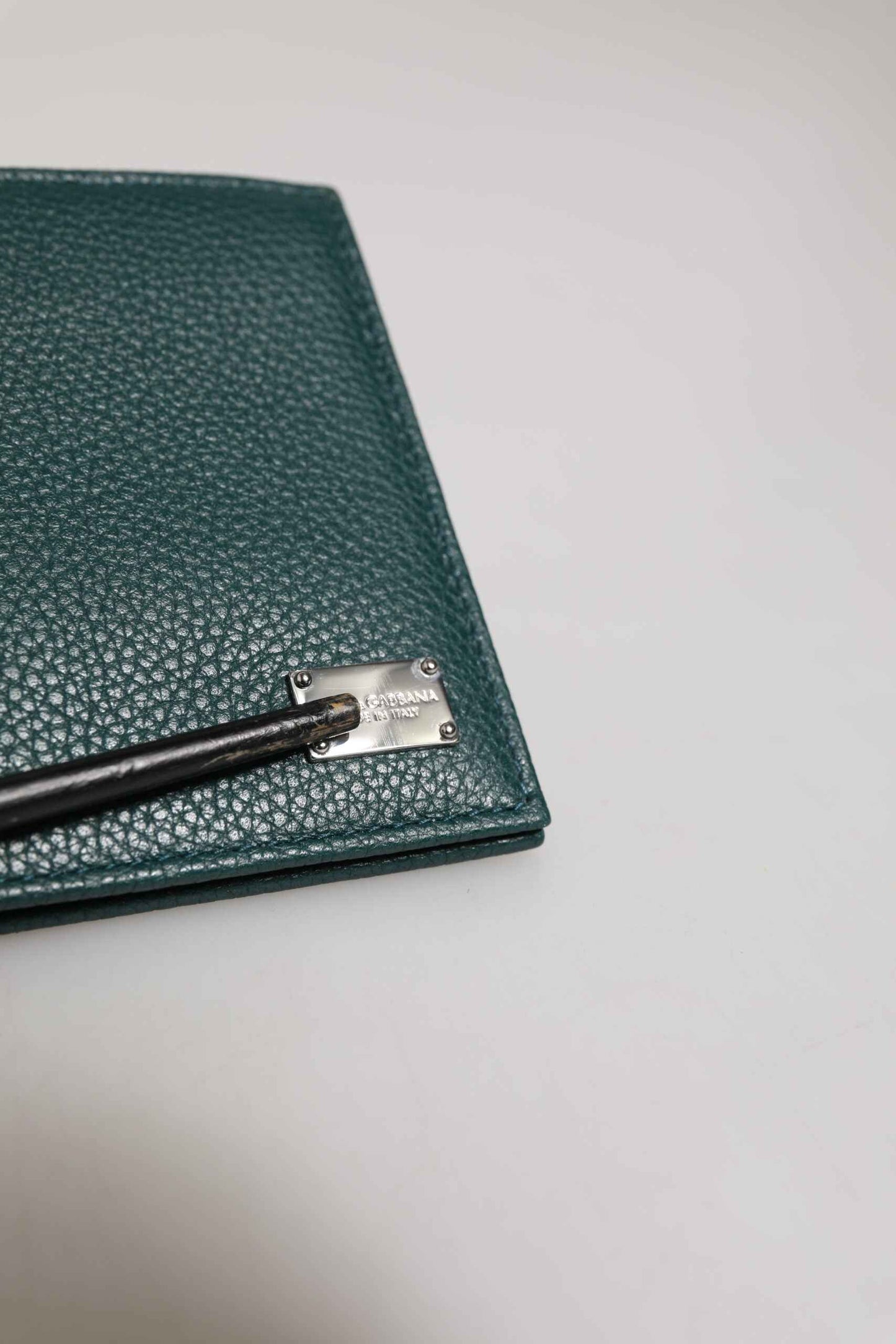 Dolce & Gabbana Green Leather DG Logo Engrave Men Bifold Card Holder Wallet by Dolce & Gabbana