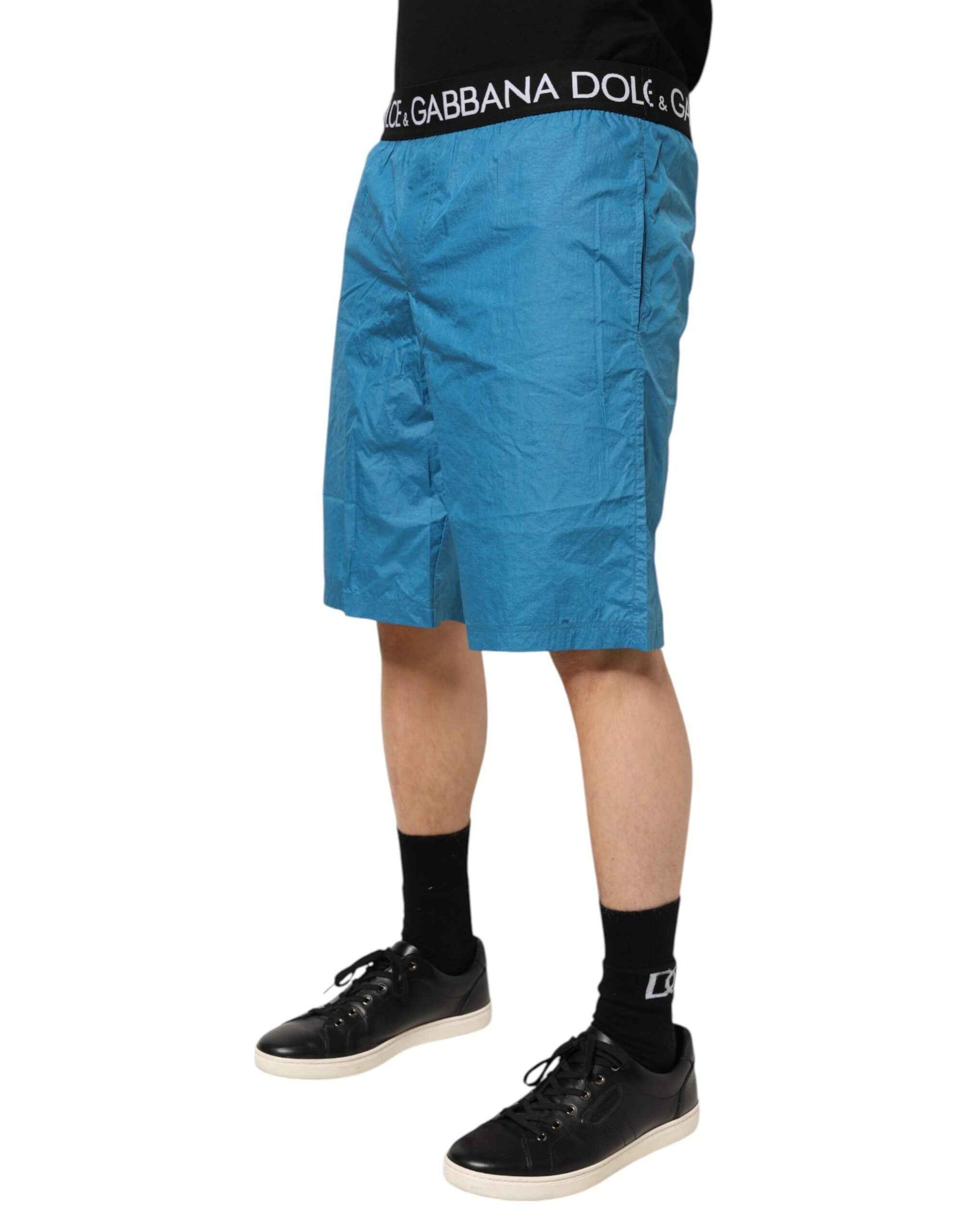 Dolce & Gabbana Blue Logo Waistband Beachwear Shorts Swimwear by Dolce & Gabbana