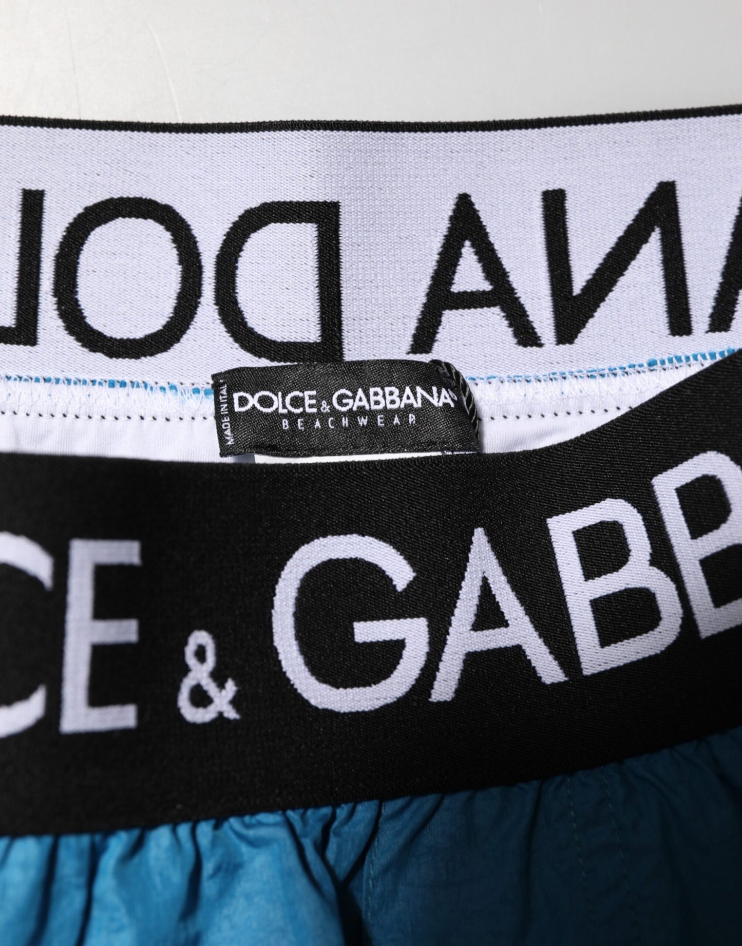 Dolce & Gabbana Blue Logo Waistband Beachwear Shorts Swimwear - from Dolce & Gabbana