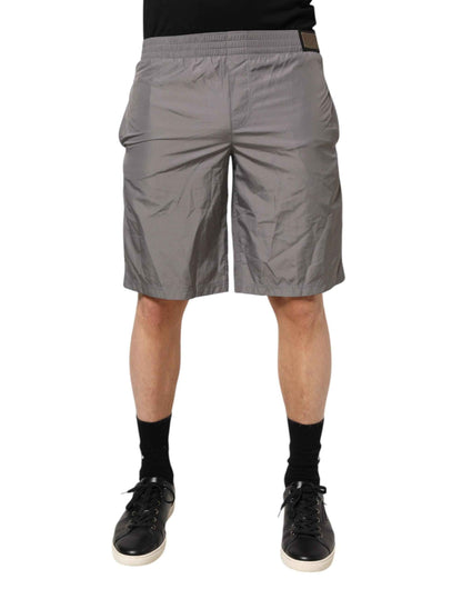 Dolce & Gabbana Light Gray Nylon Elastic Waist Shorts Swimwear by Dolce & Gabbana