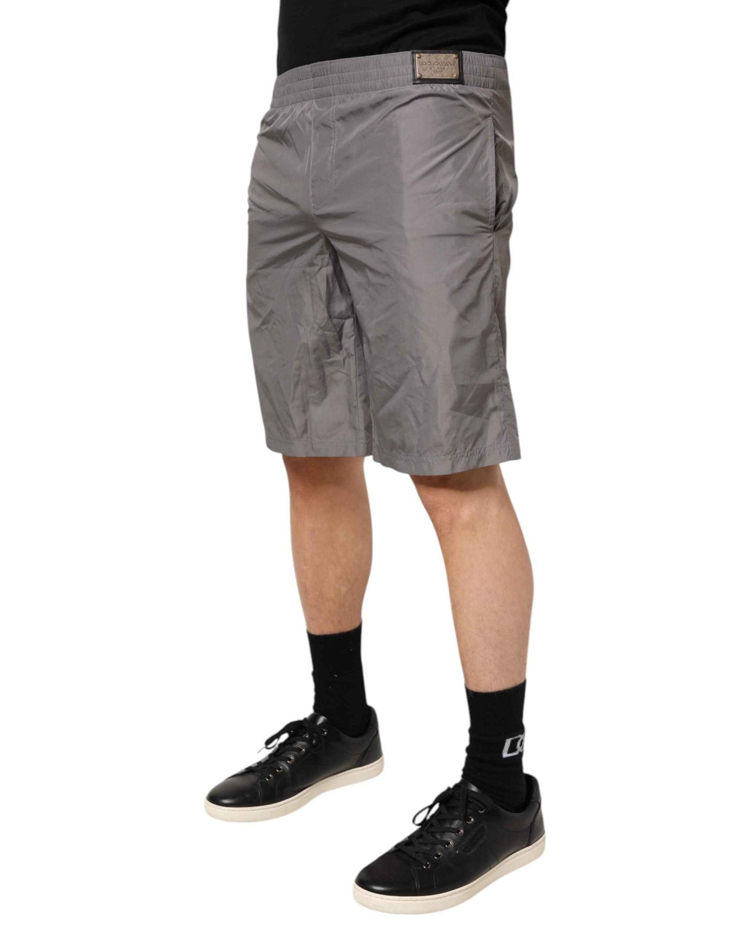 Dolce & Gabbana Light Gray Nylon Elastic Waist Shorts Swimwear by Dolce & Gabbana