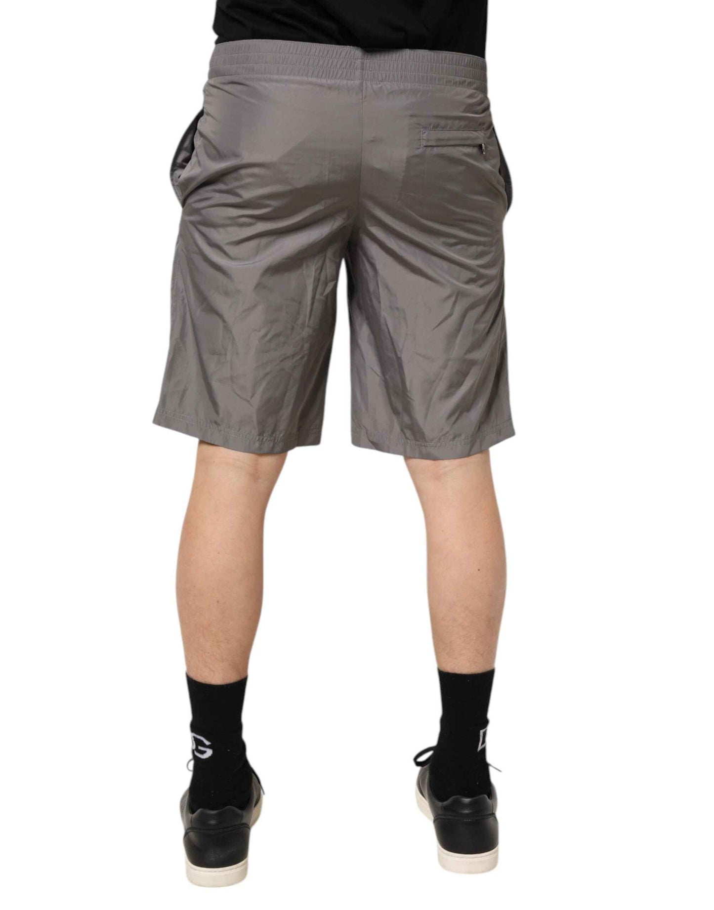 Dolce & Gabbana Light Gray Nylon Elastic Waist Shorts Swimwear by Dolce & Gabbana
