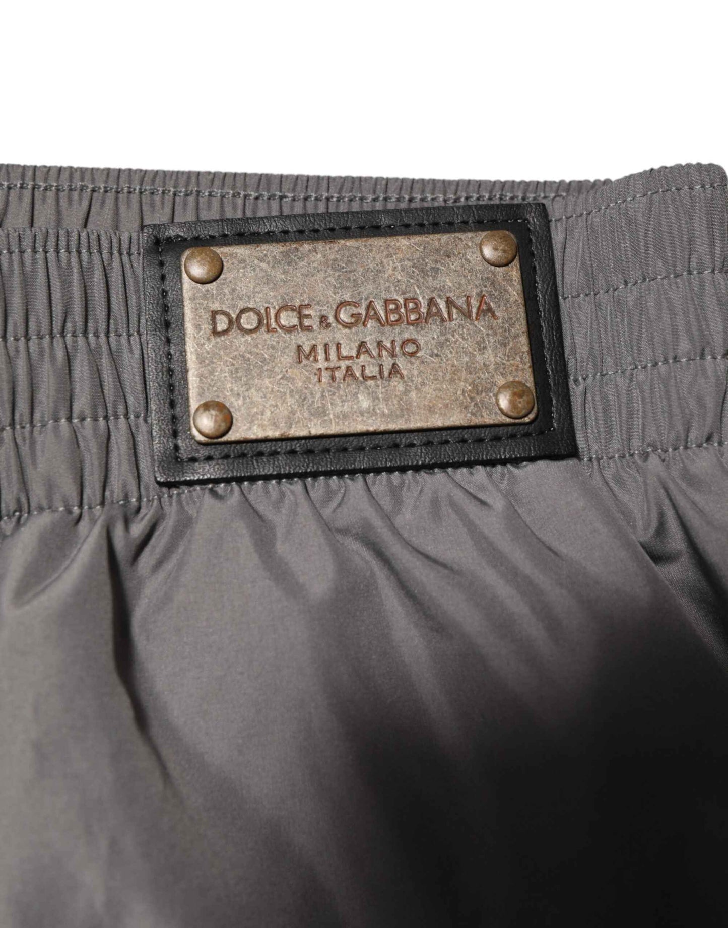 Dolce & Gabbana Light Gray Nylon Elastic Waist Shorts Swimwear by Dolce & Gabbana