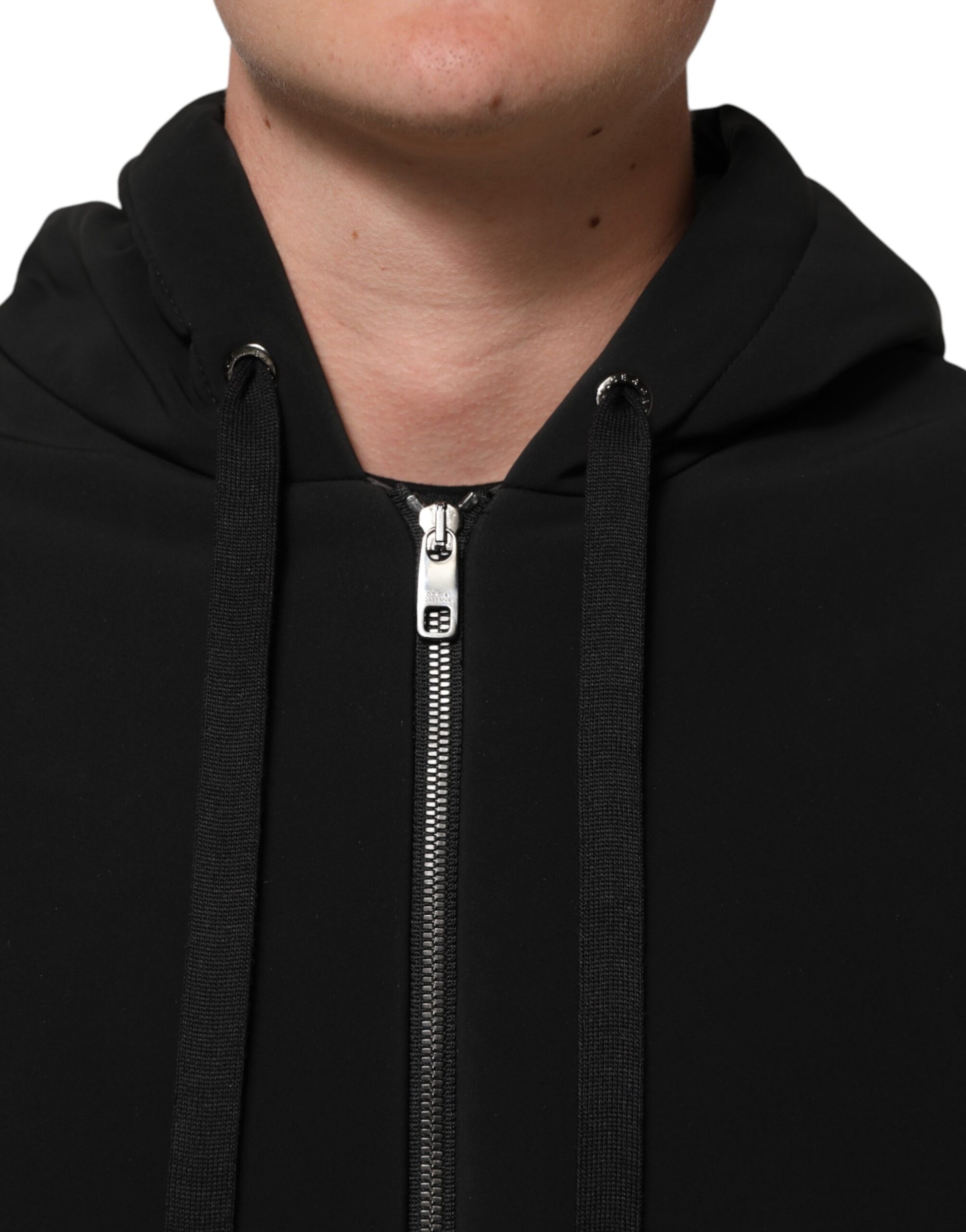 Dolce & Gabbana Black Cotton Quilted Studded Sleeve Hoodie Jacket - from Dolce & Gabbana