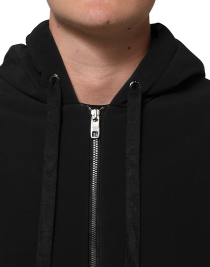Dolce & Gabbana Black Cotton Quilted Studded Sleeve Hoodie Jacket - from Dolce & Gabbana