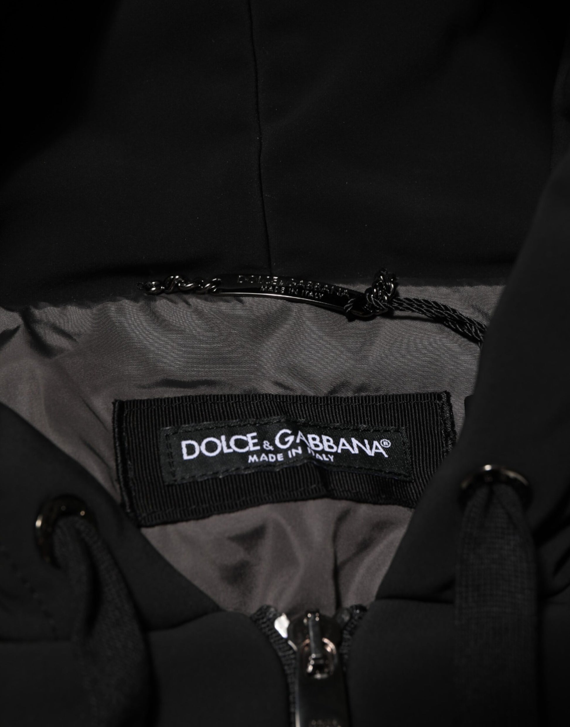 Dolce & Gabbana Black Cotton Quilted Studded Sleeve Hoodie Jacket - from Dolce & Gabbana