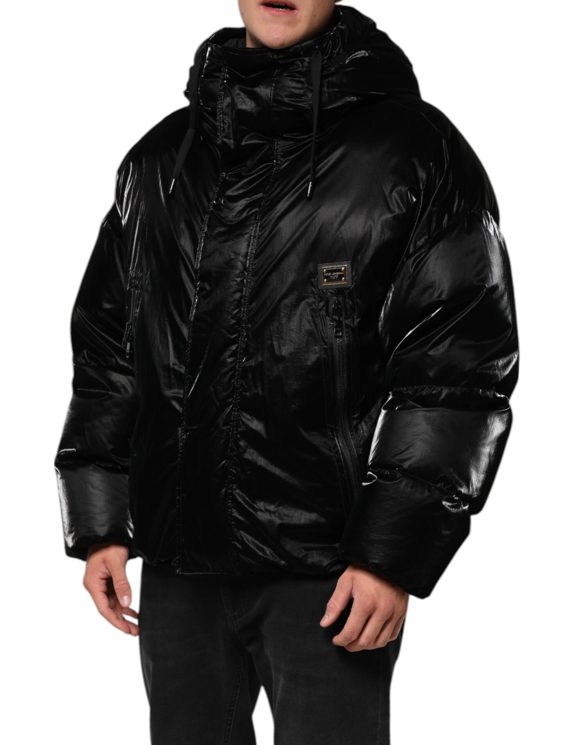 Dolce & Gabbana Black Logo Full Zip Hooded Quilted Jacket - from Dolce & Gabbana