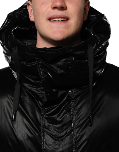 Dolce & Gabbana Black Logo Full Zip Hooded Quilted Jacket - from Dolce & Gabbana