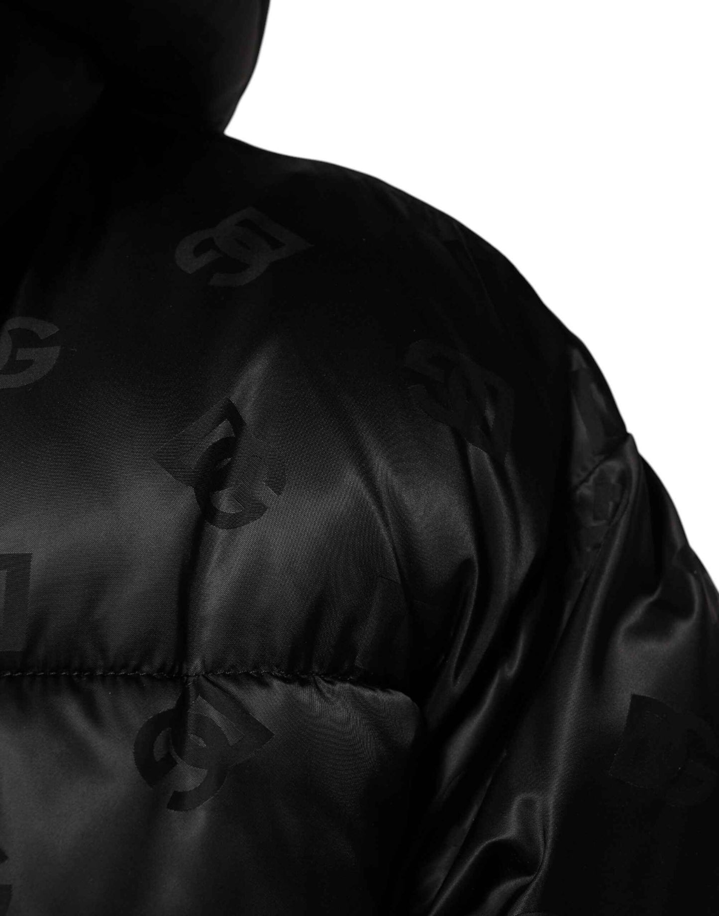 Dolce & Gabbana Black Monogram Logo Puffer Nylon Hooded Jacket by Dolce & Gabbana