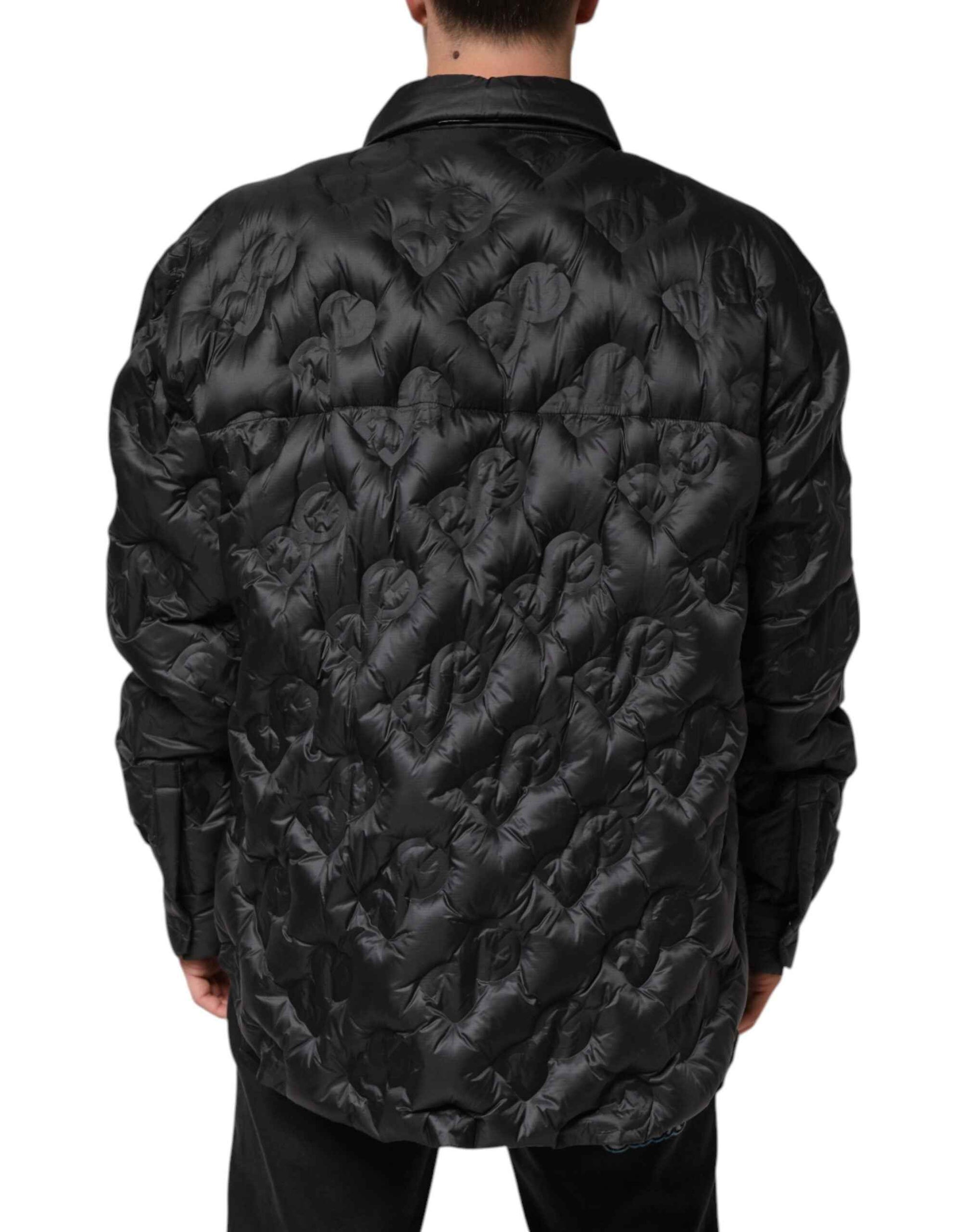 Dolce & Gabbana Black Quilted DG Logo Nylon Puffer Jacket by Dolce & Gabbana