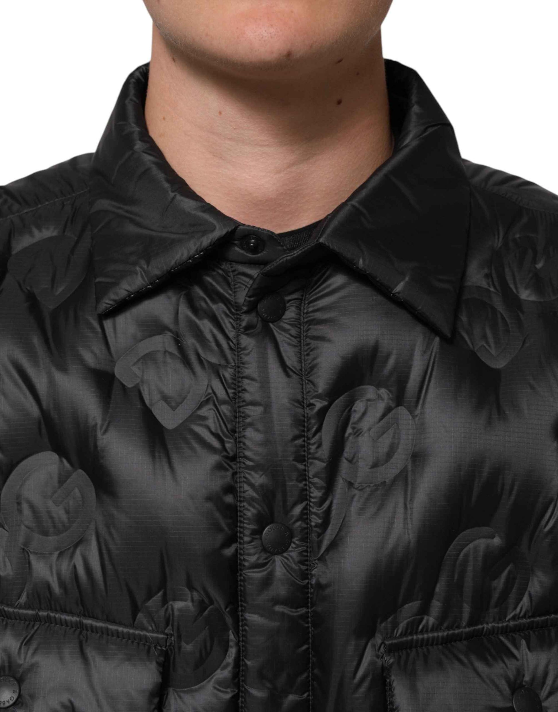 Dolce & Gabbana Black Quilted DG Logo Nylon Puffer Jacket by Dolce & Gabbana