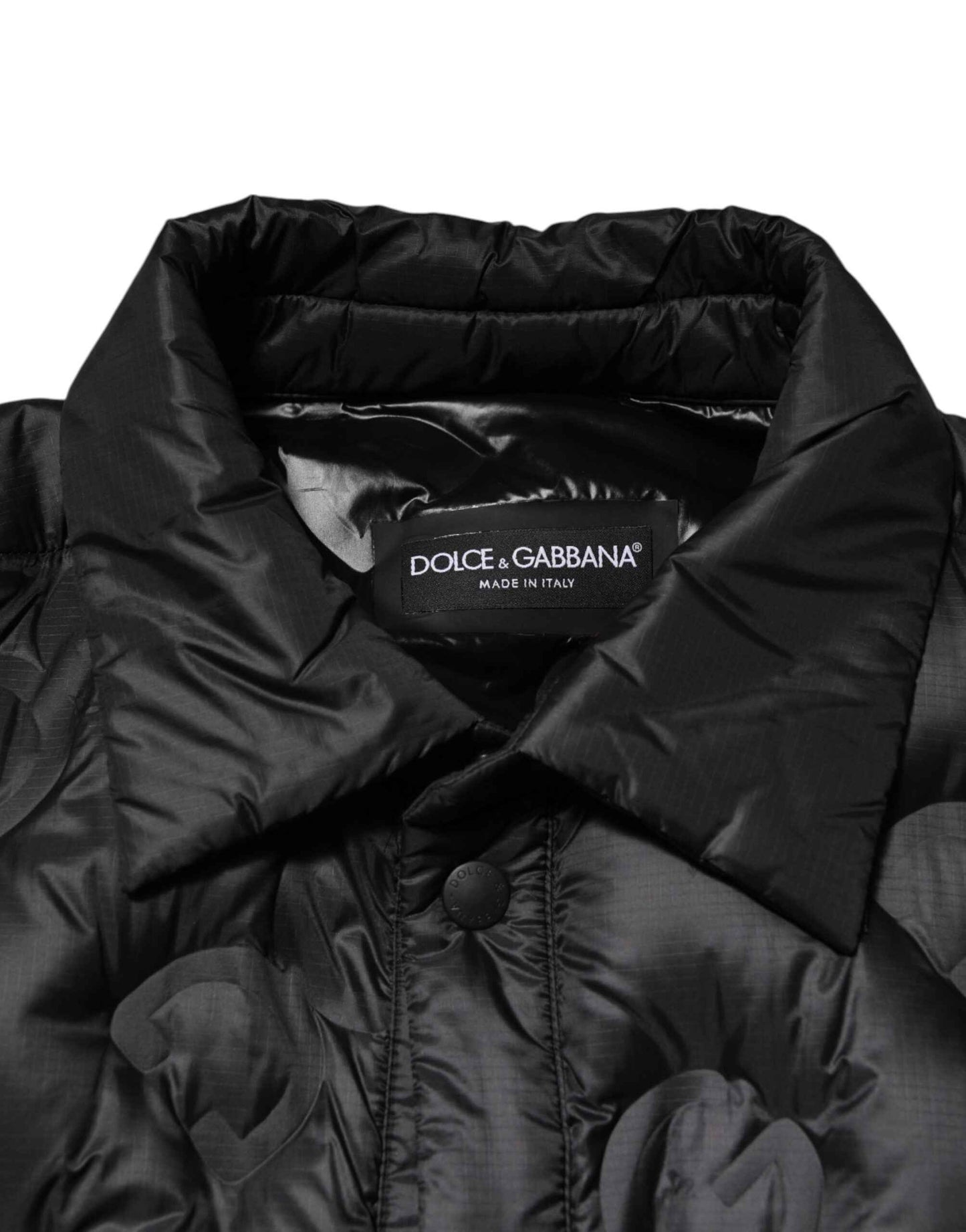 Dolce & Gabbana Black Quilted DG Logo Nylon Puffer Jacket by Dolce & Gabbana