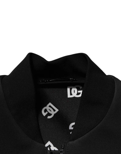 Dolce & Gabbana Black Polyester Logo Plaque Bomber Jacket by Dolce & Gabbana