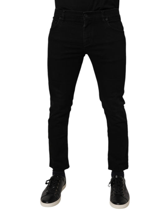 Dolce & Gabbana Black Cotton Skinny Jeans Men Trouser Pants - from Dolce & Gabbana