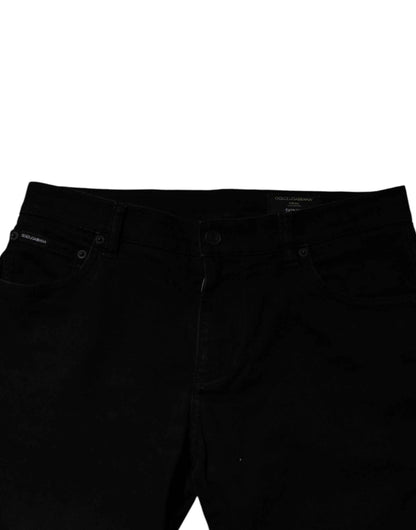 Dolce & Gabbana Black Cotton Skinny Jeans Men Trouser Pants by Dolce & Gabbana