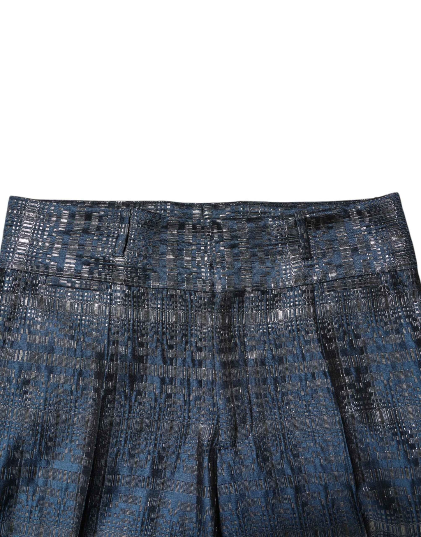 Dolce & Gabbana Blue Silver Shiny Silk Skinny Men Trouser Pants by Dolce & Gabbana