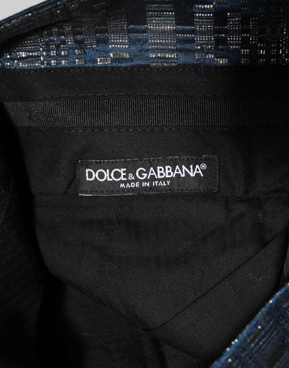 Dolce & Gabbana Blue Silver Shiny Silk Skinny Men Trouser Pants by Dolce & Gabbana