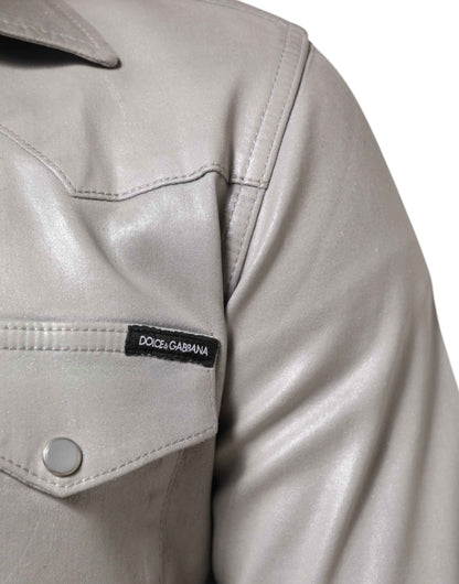 Dolce & Gabbana Metallic Gray Cotton Button Down Men Shirt by Dolce & Gabbana
