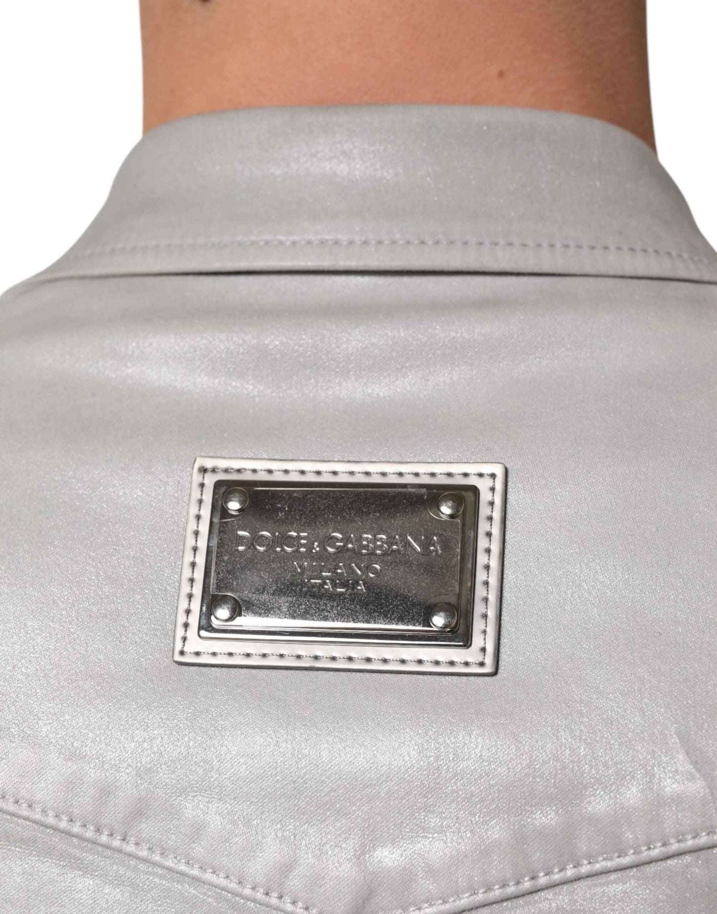 Dolce & Gabbana Metallic Gray Cotton Button Down Men Shirt by Dolce & Gabbana