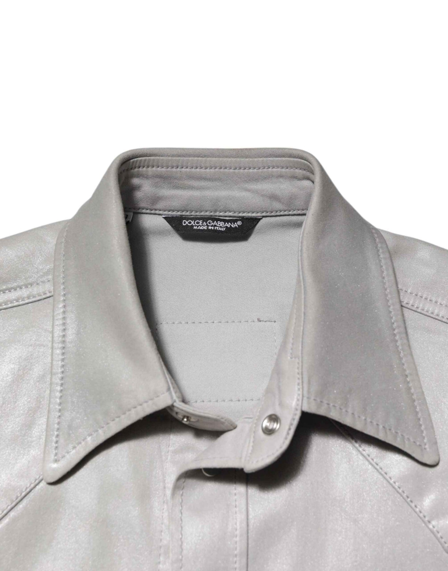 Dolce & Gabbana Metallic Gray Cotton Button Down Men Shirt by Dolce & Gabbana