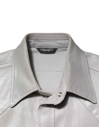 Dolce & Gabbana Metallic Gray Cotton Button Down Men Shirt by Dolce & Gabbana
