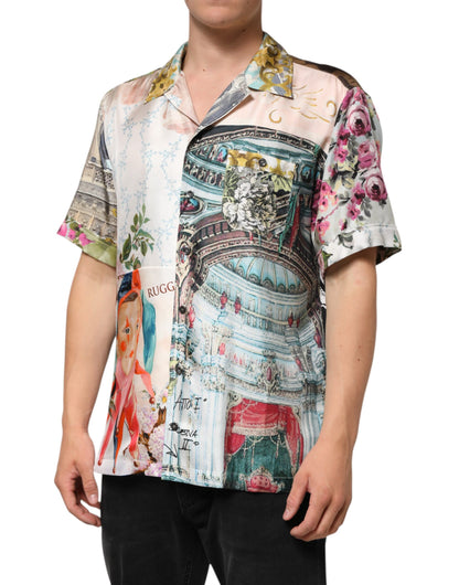 Dolce &amp; Gabbana Multicolor Silk Opera Print Men Casual Shirt
