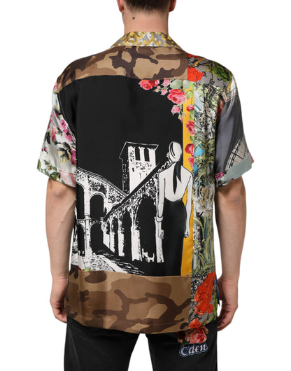 Dolce &amp; Gabbana Multicolor Silk Opera Print Men Casual Shirt