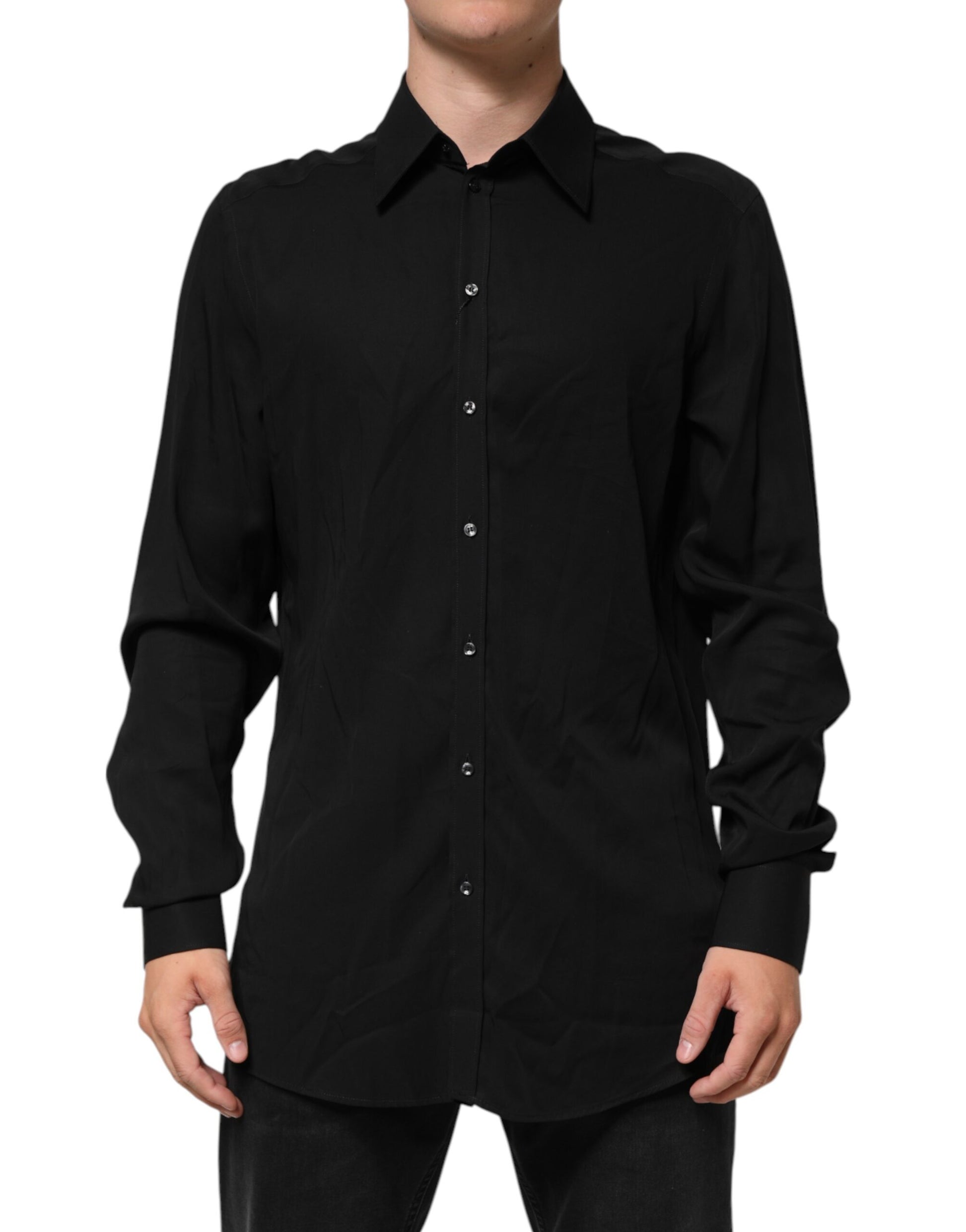Dolce & Gabbana Black Viscose Long Sleeve Formal Dress Shirt - from Dolce & Gabbana