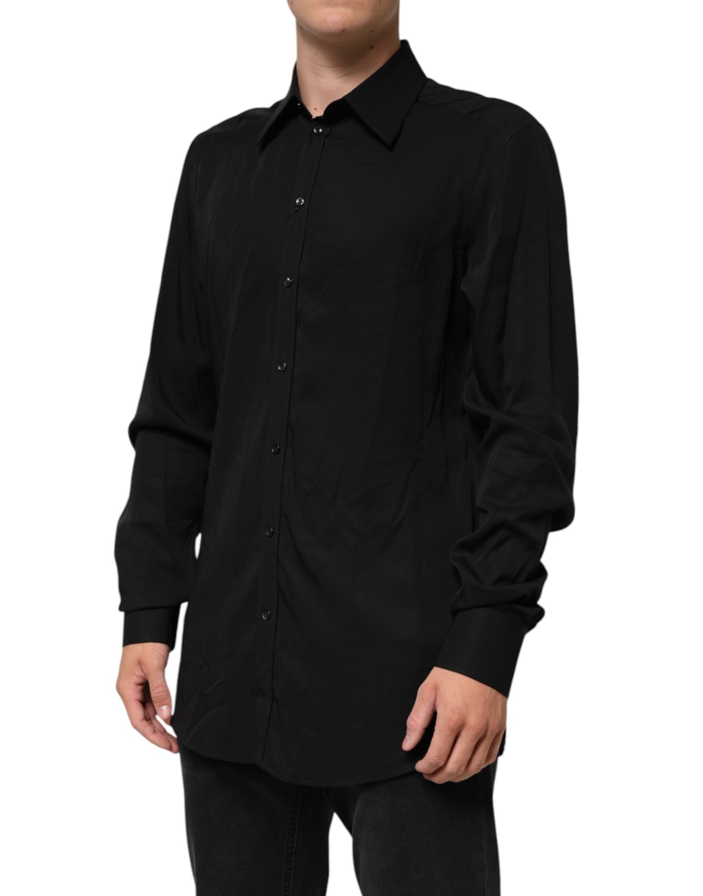 Dolce & Gabbana Black Viscose Long Sleeve Formal Dress Shirt - from Dolce & Gabbana