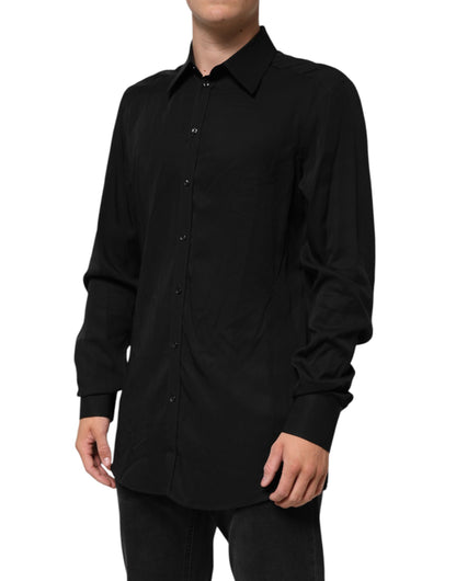 Dolce & Gabbana Black Viscose Long Sleeve Formal Dress Shirt - from Dolce & Gabbana