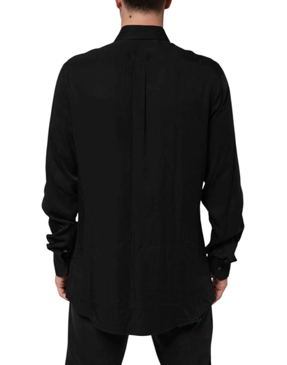 Dolce & Gabbana Black Viscose Long Sleeve Formal Dress Shirt by Dolce & Gabbana