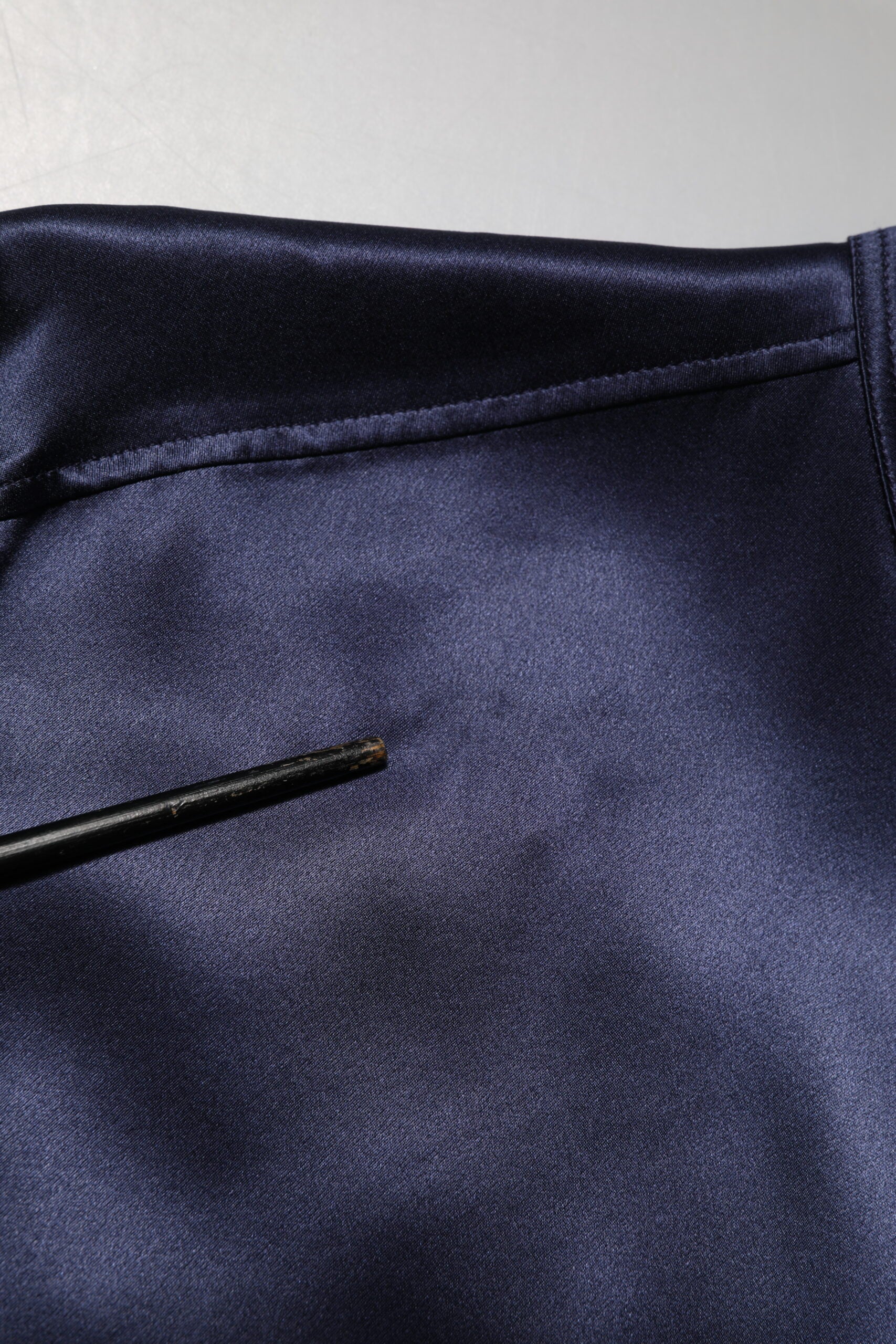 Dolce & Gabbana Navy Silk Long Sleeve Mandarin Collar Shirt - from Dolce & Gabbana