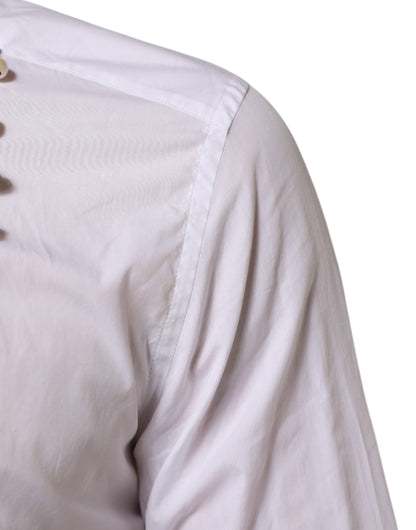 Dolce & Gabbana White Cotton DG Logo Pearl Chain Formal Shirt - from Dolce & Gabbana