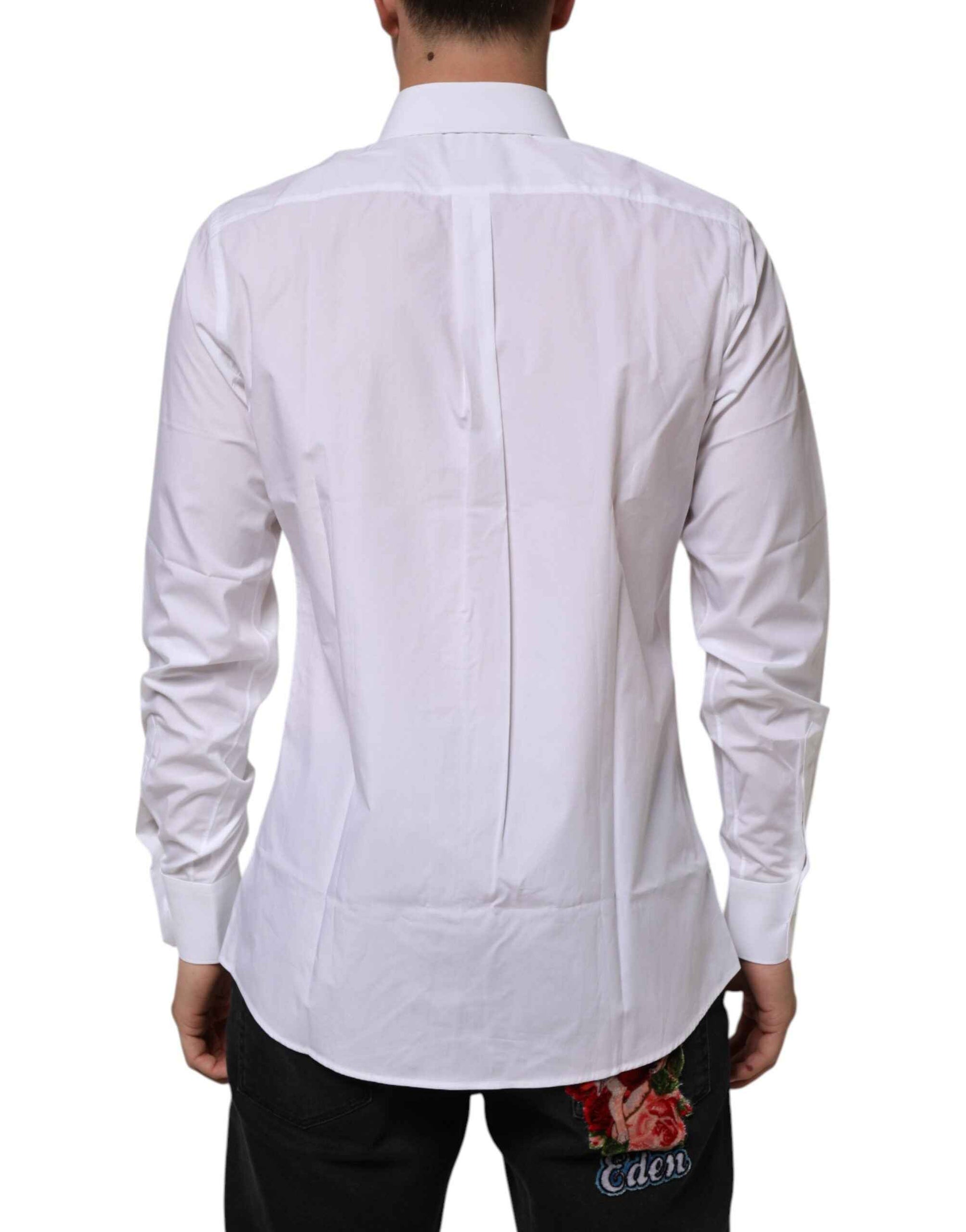 Dolce & Gabbana White Cotton Slim Fit Dress Formal Men Shirt by Dolce & Gabbana