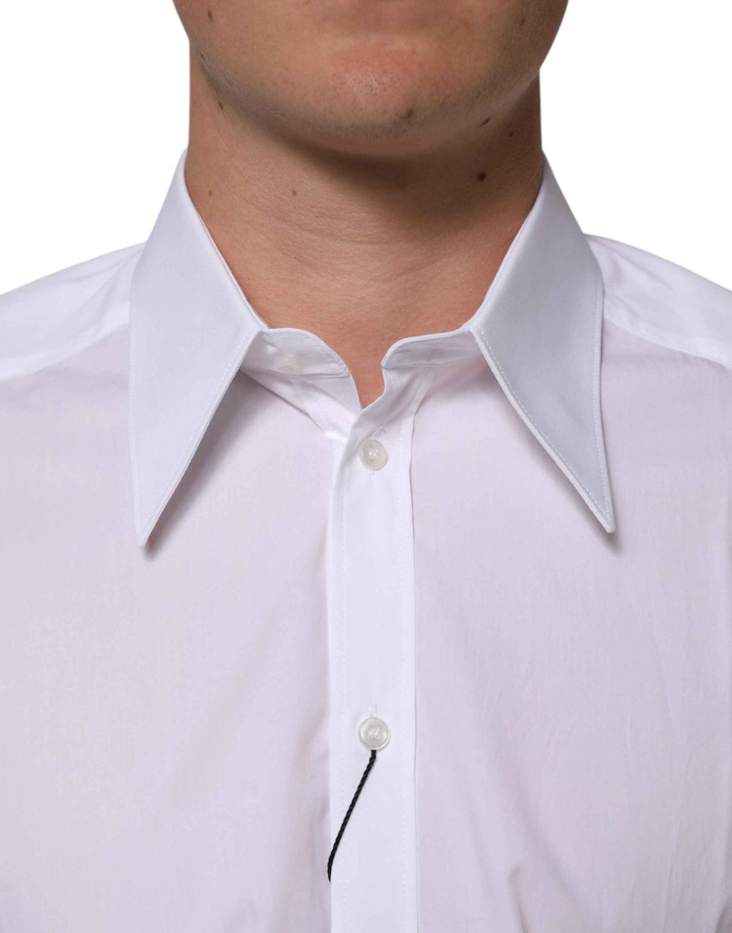 Dolce & Gabbana White Cotton Slim Fit Dress Formal Men Shirt by Dolce & Gabbana