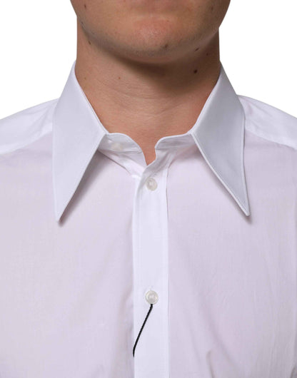 Dolce & Gabbana White Cotton Slim Fit Dress Formal Men Shirt by Dolce & Gabbana