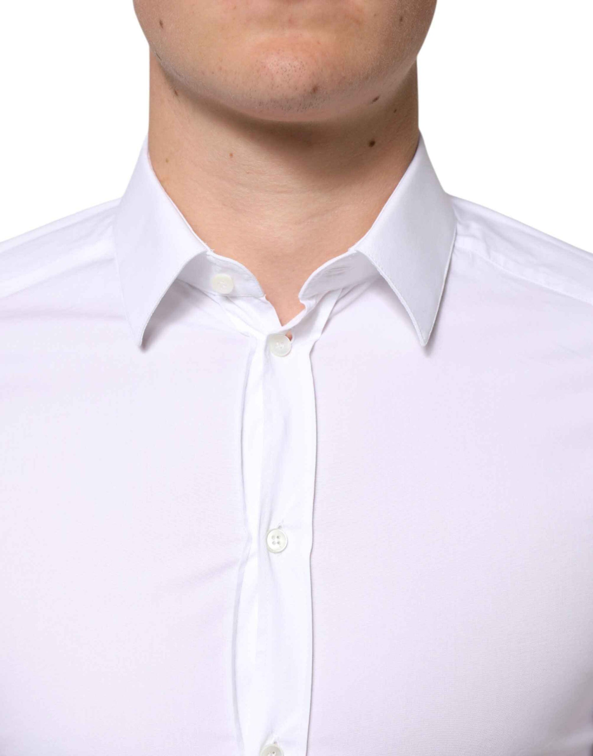 Dolce & Gabbana White GOLD Cotton Long Sleeves Dress Men Shirt by Dolce & Gabbana
