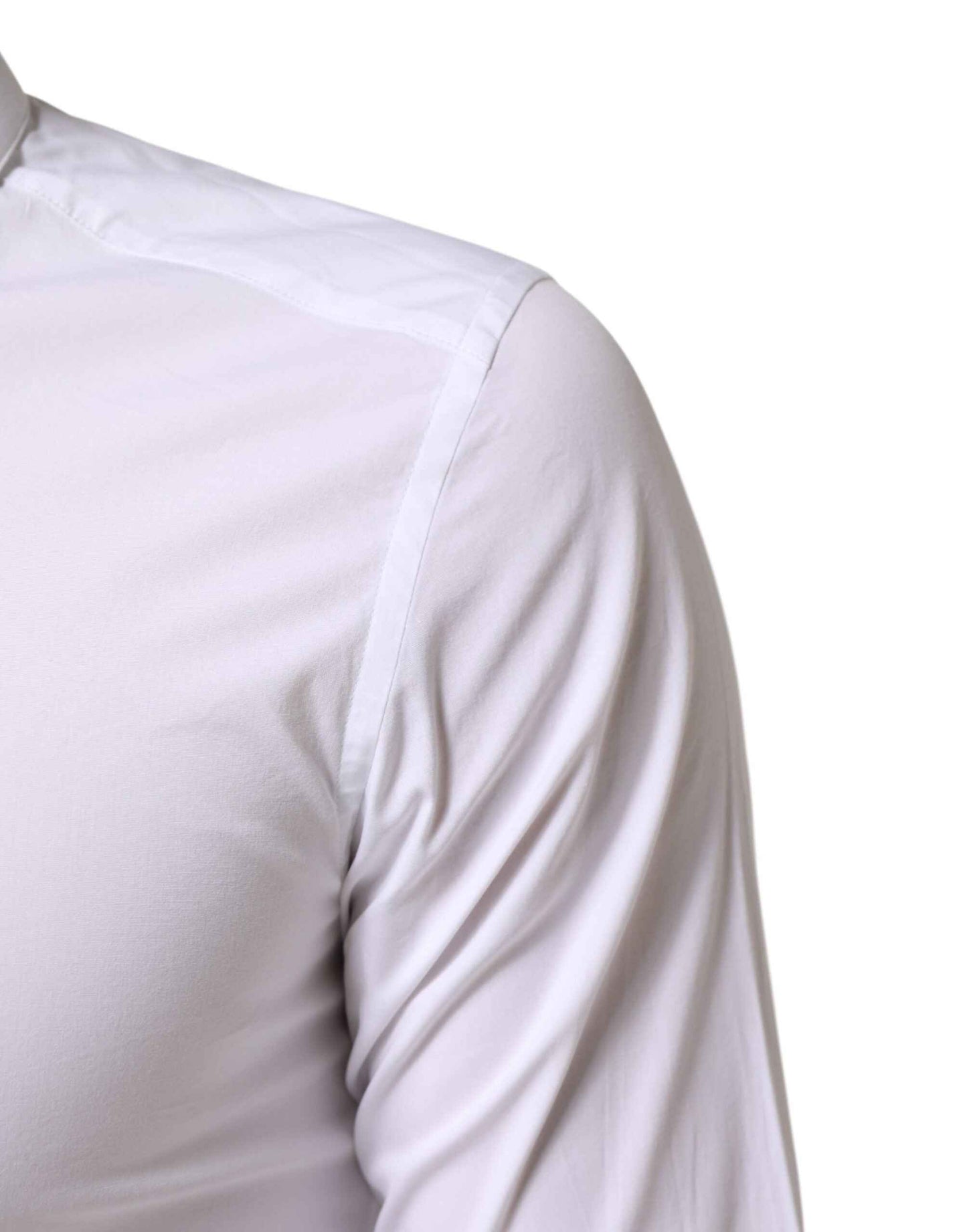 Dolce & Gabbana White GOLD Cotton Long Sleeves Dress Men Shirt by Dolce & Gabbana